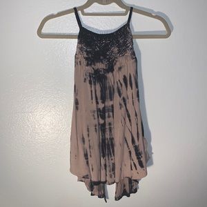 AMERICAN EAGLE pink and black tie die halter tank